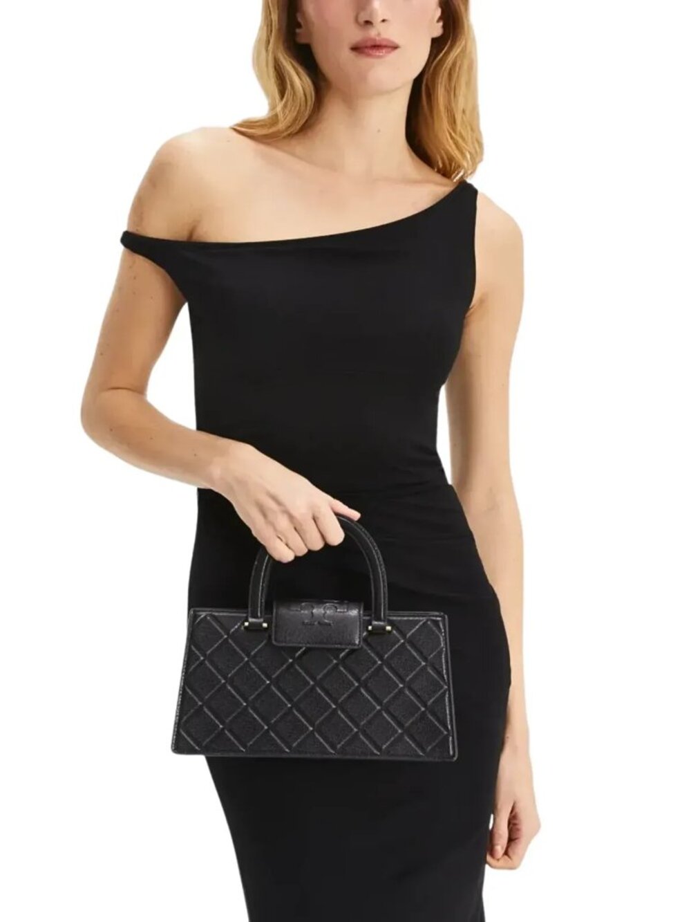 Tory Burch Fleming East West Leather Satchel Bag - Black - Picture 6 of 9